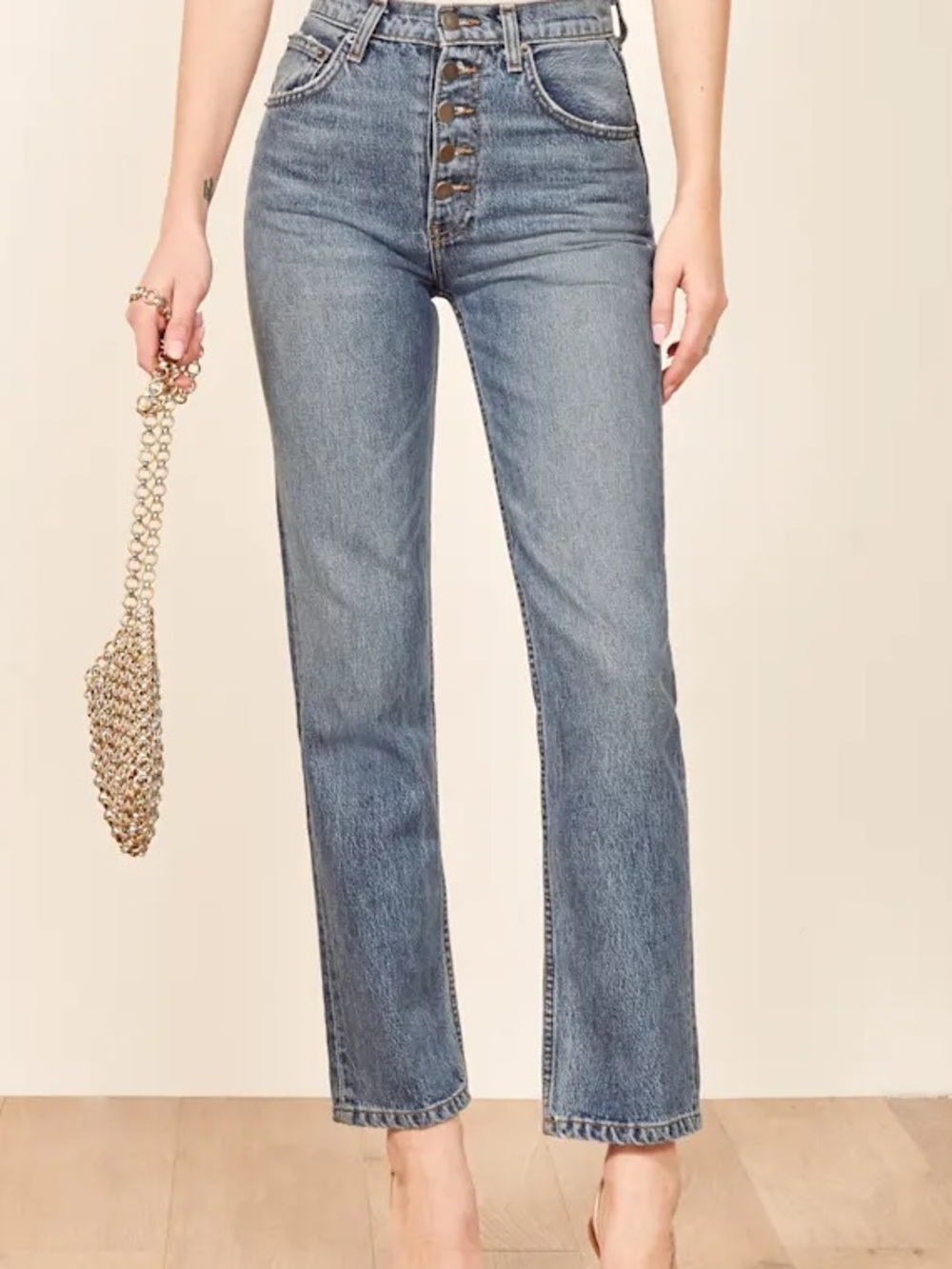 Reformation Cynthia high rise relaxed with button fly size 25